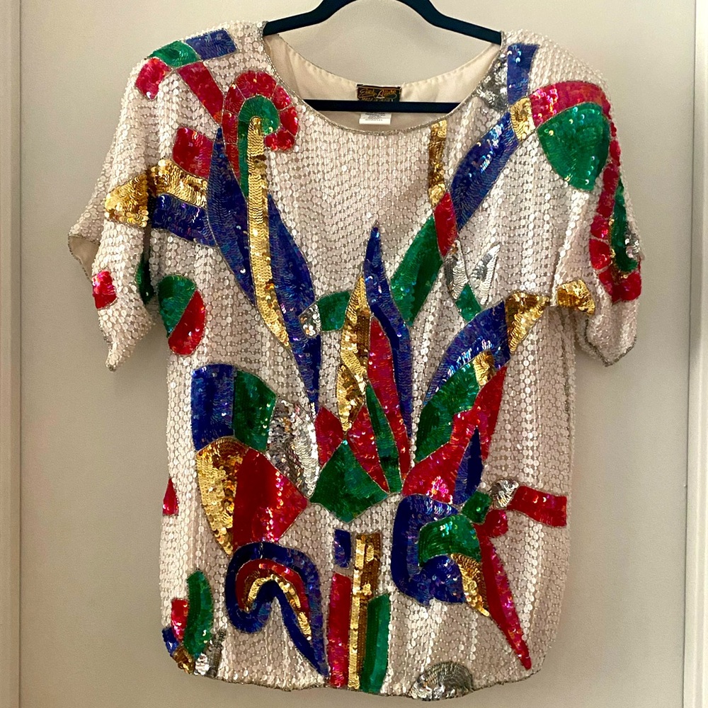 🌟 Eves Allure Vintage NWT Sequin Beaded Blouse 🌟